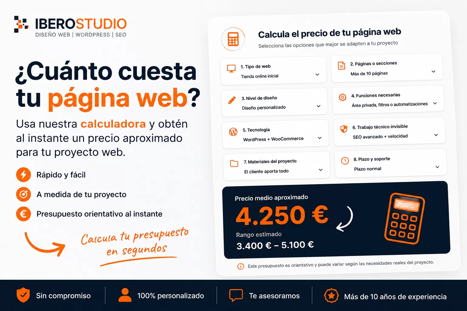 ¿Cuánto cuesta una página web en Murcia en 2026? 1 Calculadora para saber cuánto cuesta una página web en Murcia en 2026 según tipo de web, diseño, funciones, tecnología y soporte del proyecto.