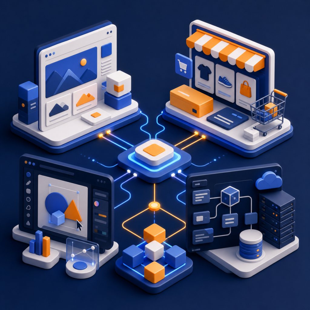 Ilustración de tecnologías y plataformas para proyectos digitales en Murcia