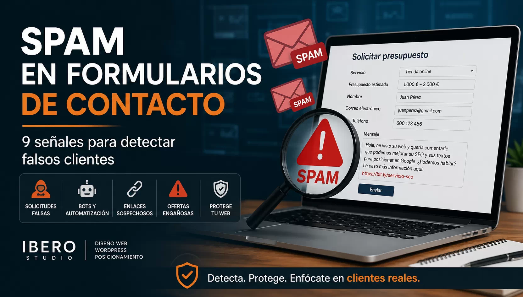 Spam en formularios de contacto: así se disfrazan de clientes para venderte servicios SEO 1 Spam en formularios de contacto con falsa solicitud de presupuesto, enlaces sospechosos y alerta de seguridad web